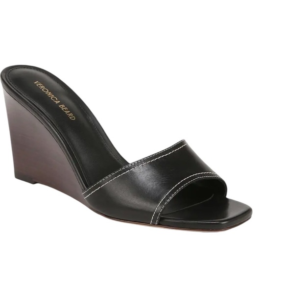 Veronica Beard NWOT Ellen Wedge Slide Sandal. Black size 5.5. - Picture 1 of 6